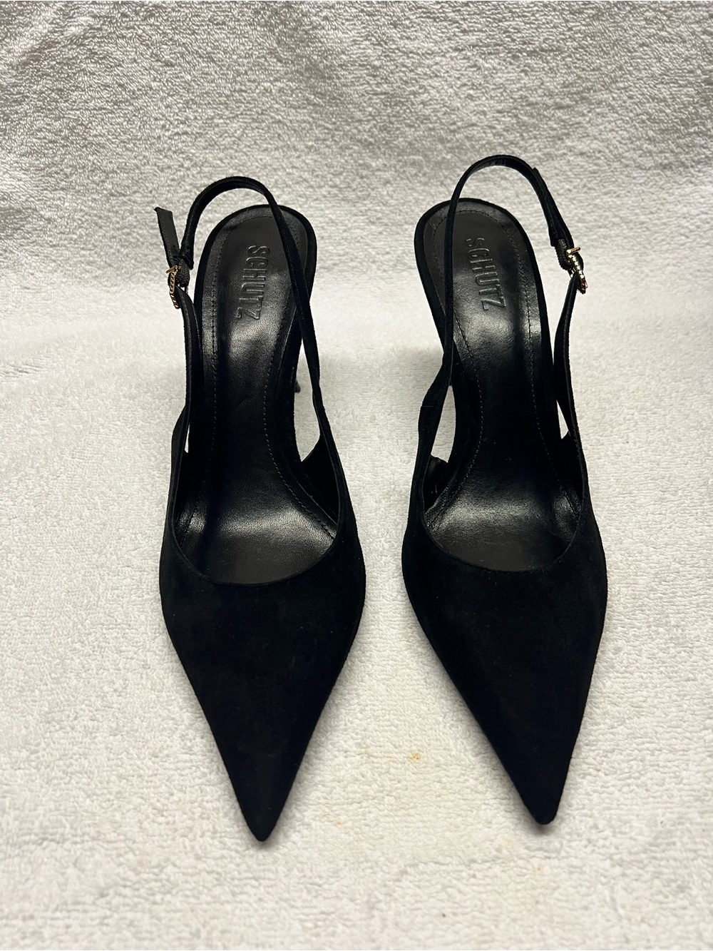 SCHUTZ ALICIA SLING SUEDE PUMPS Black Classic Heels Size 9.5